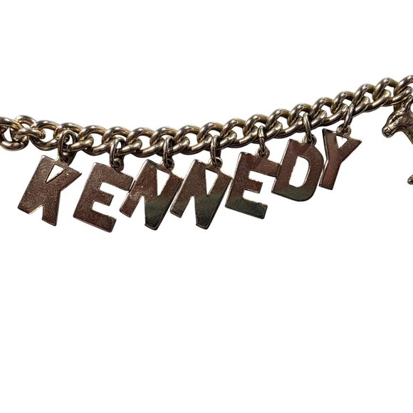 Vintage Kennedy Charm Bracelet With Silver-Tone Chain & Donkey Pendant political - Picture 3 of 5